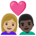 👩🏼‍❤️‍👨🏿 couple with heart: woman, man, medium-light skin tone, dark skin tone display on Google